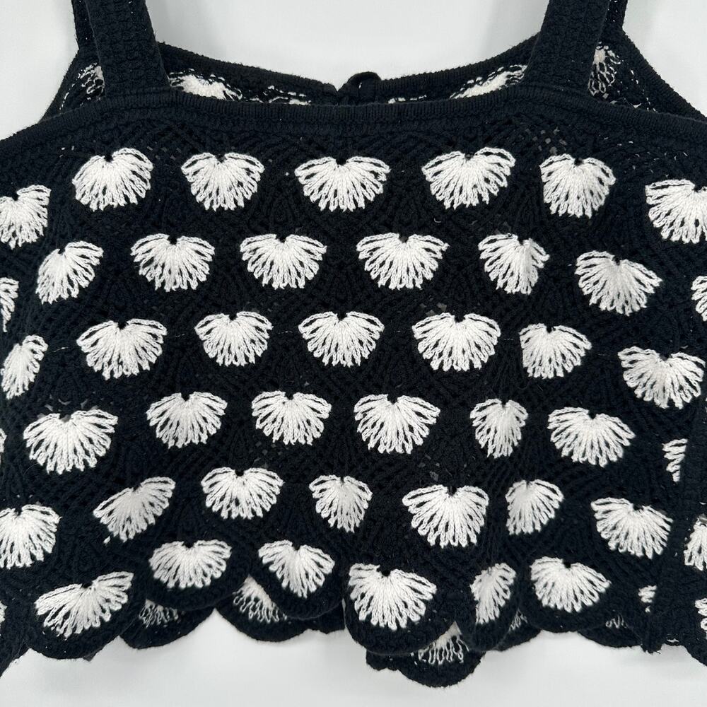 Abercrombie & Fitch Crochet-Style Tie-Front Tank Top Sleeveless Open Knit Blouse - Picture 10 of 13